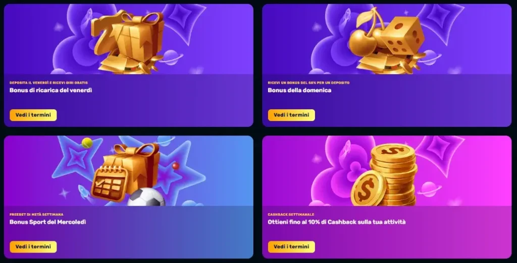 Tipi di promozioni del casinò RocketPlay per gli italiani